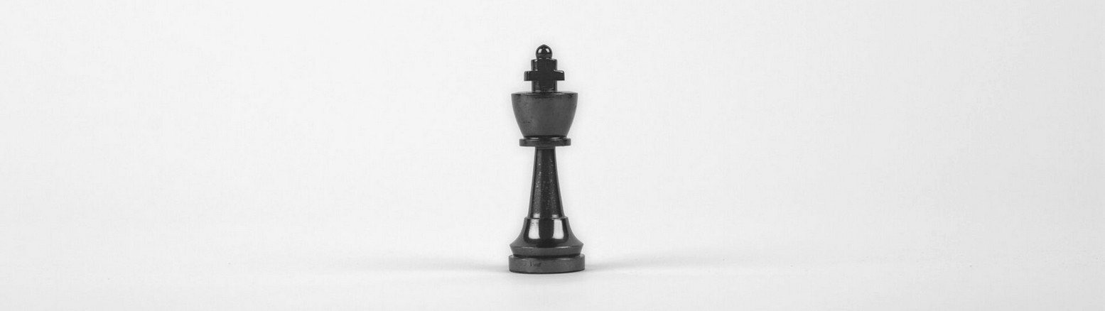 Un roi d'échecs noir posé seul sur un fond clair